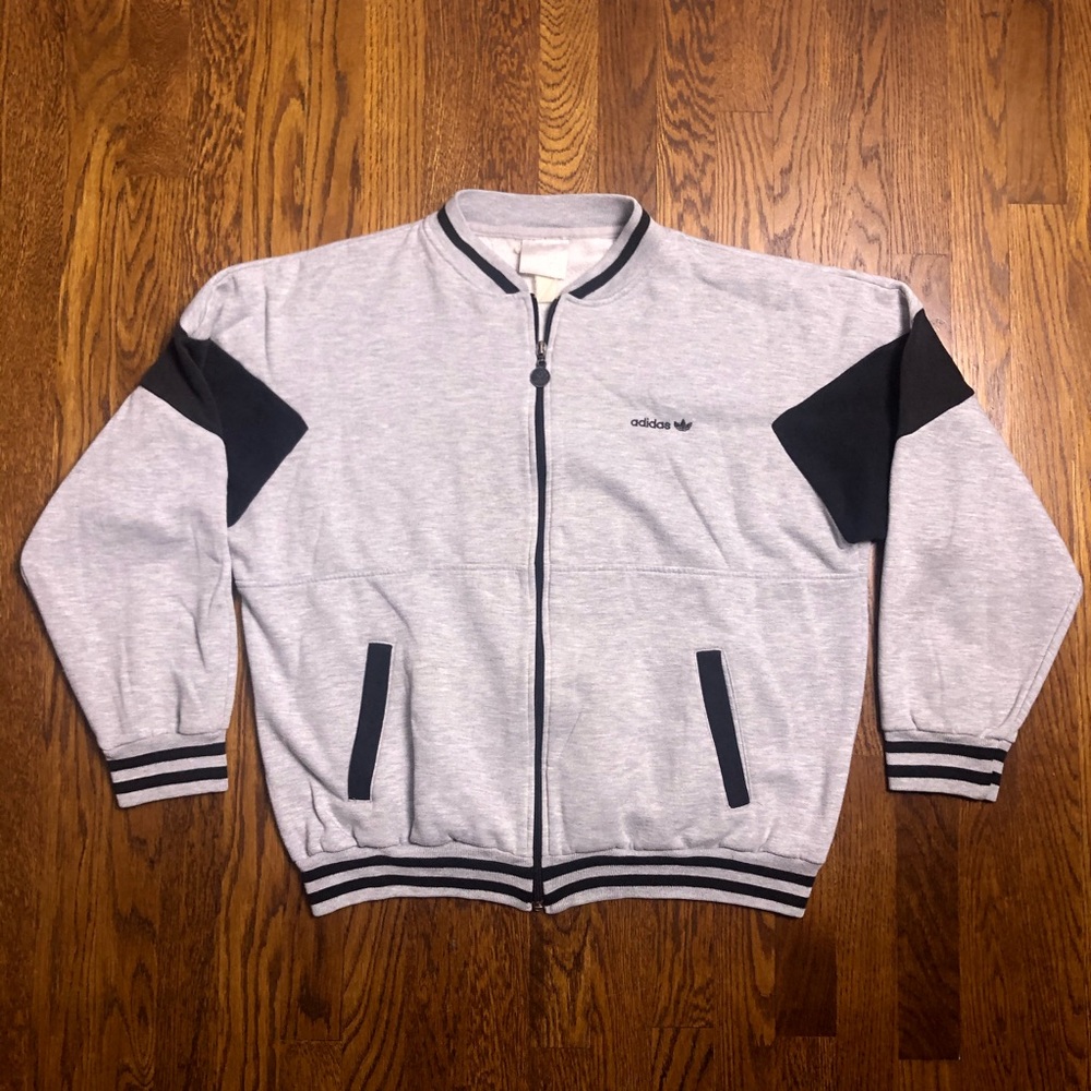 Adidas 80’s Heather Grey Zip Up Sweatshirt Jacket